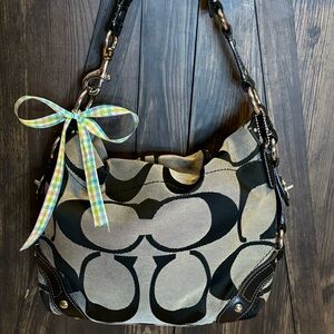 vintage black and grey coach shoulder bag